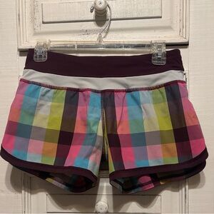 Lululemon Run: Speed Shorts in Sea Check Multi / Plum (Rare/Hard to Find)